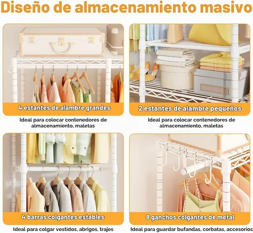 Vista 7 de ULIFHOME H41 - Perchero de ropa resistente, perchero para colgar ropa, extra grande, portátil, independiente, 78.5 pulgadas de ancho x 15.8 pulgadas