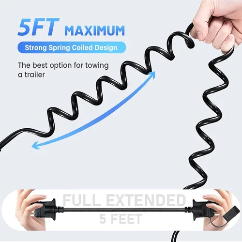Vista 3 de MECMO Cable de extensión de cable plano de 4 pines para remolque de 5 pies, conector de 4 vías para el lado del vehículo y el lado del remolque
