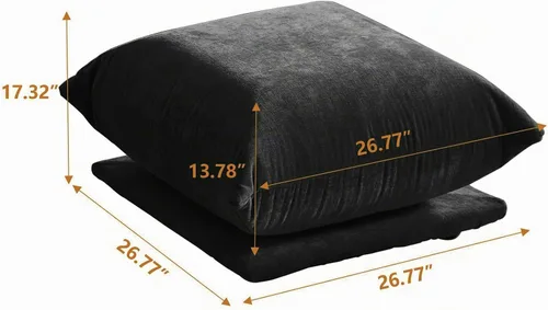 Vista 3 de JACH Otomana Cómoda de Estilo Moderno de Mediados de Siglo, Reposapiés de Sofá de Chenilla con Cojín Grueso, Muebles Taburete de 26" para Espacios