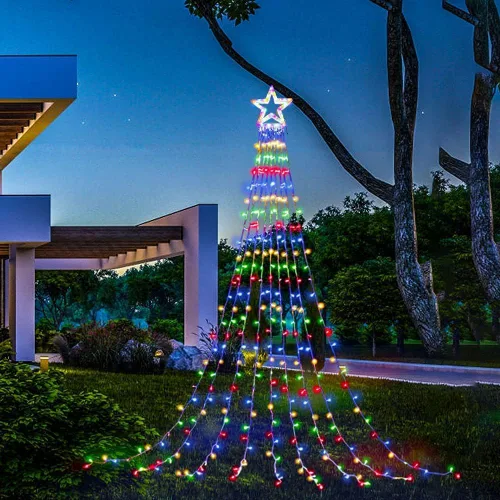 Vista 6 de (Nuevo) Luces de Estrella para Decoraciones de Navidad, Luces de Cadena de Navidad en Cascada con 317 LED Luces de Cortina de Hadas Parpadeantes