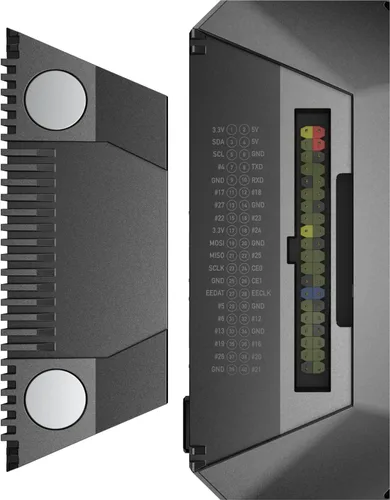 Vista 3 de Carcasa Argon ONE para Raspberry Pi 4 Modelo B con ventilador de refrigeración, disipador de calor de aluminio, botón de encendido, compatible