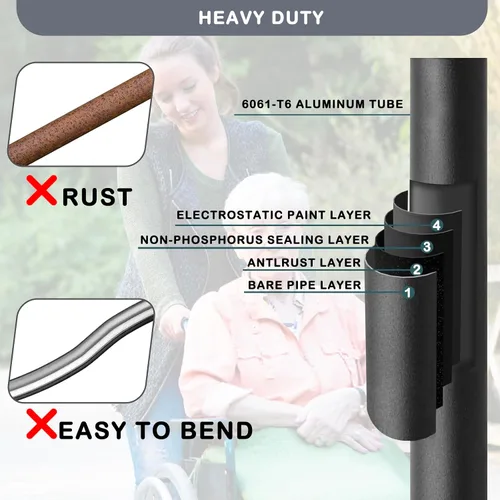 Vista 7 de Extensores de mango para silla de ruedas, (capacidad de peso de 400 libras), accesorios ajustables para sillas de ruedas para adultos, extensor