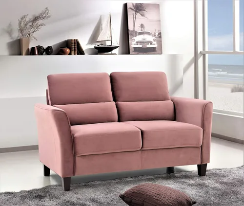 Vista 20 de Container Furniture Direct Stoughton - Sofá biplaza tapizado moderno de mediados de siglo con brazos inclinados para sala de estar, 57.88 pulgadas