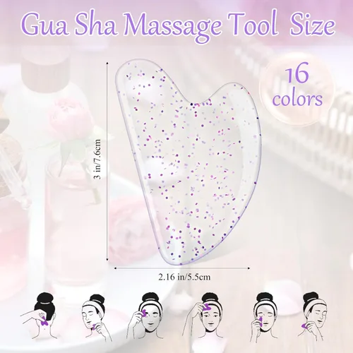 Vista 2 de Sherr 16 herramientas faciales Gua Sha Stone Gua Sha, herramientas de masaje facial, masajeador facial para cuerpo, spa, acupuntura, aliviar