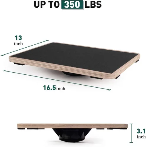 Vista 6 de Wooden Wobble Board for Adults - Anti-Slip Balance Board for Stand-Desk Core Strength Therapy