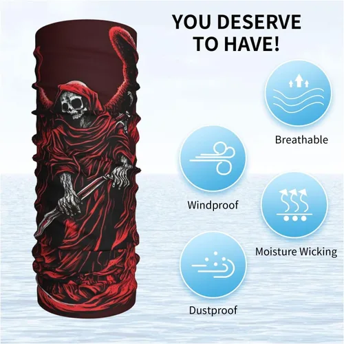Vista 5 de HERRECX angel skull grim reaper god skeleton red Neck Gaiter Face Cover Scarf Balaclava Bandana for Women Men Gaiter Mask for Motorcycle Cycling