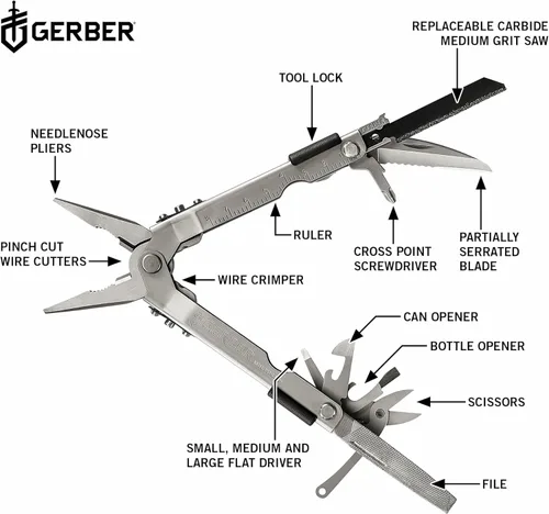 Vista 3 de Gerber Gear MP600 Multiherramienta Multi-Alicate – Fabricado en Estados Unidos – Pro Scout, 13 herramientas