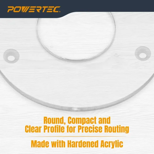 Vista 6 de POWERTEC Placa base de router de 2-1/2 pulgadas de diámetro, acrílico transparente con múltiples agujeros preperforados, tornillos para fácil