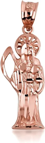 Vista 8 de Gold Sparkle-Cut Santa Muerte, Our Lady of Holy Death Necklace 10K or 14K Yellow, Rose, or White Gold Choice of Pendant Only or Chain Length