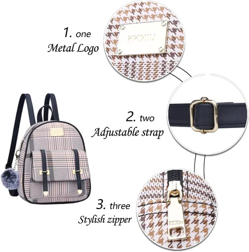 Vista 5 de KKXIU Mochila pequeña para mujer, bolso convertible de cuero para mujer