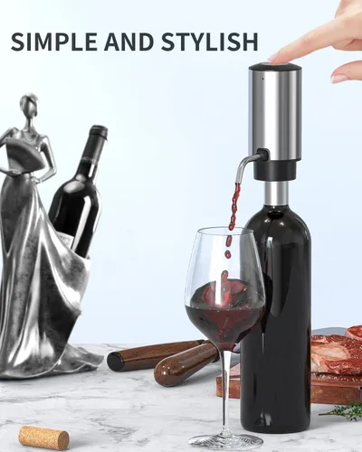Vista 5 de CIRCLE JOY Aireador de vino eléctrico con base de almacenamiento, sacacorchos y tapón de vino al vacío, regalo de elefante blanco para amantes