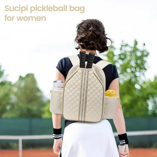 Vista 2 de Mochilas de pickleball Sucipi para mujeres: ligeras, de hombro y elegante mochila estilo acolchado con bolsa para raqueta de pickleball