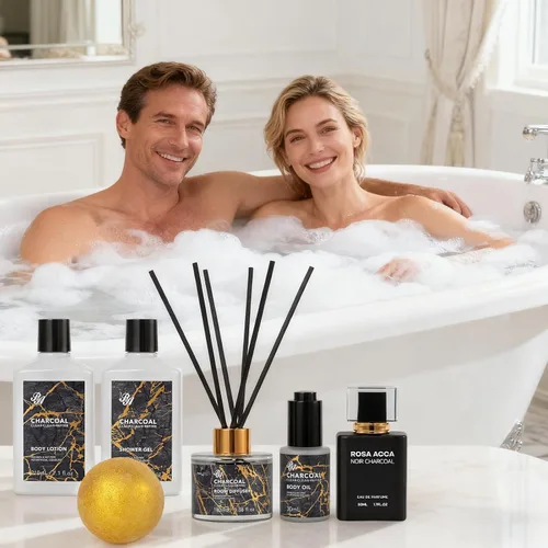 Vista 7 de 35 piezas de regalos de Navidad para mujeres y hombres, cesta de regalo de baño y cuerpo de carbón, kit de cuidado de la piel facial, regalo