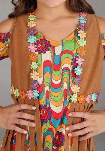Vista 5 de Woodstock - Disfraz hippie de flores para niñas