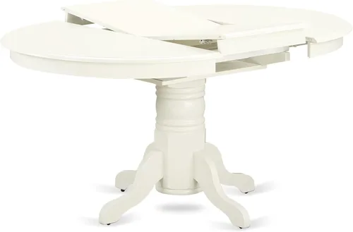 Vista 5 de East West Furniture AVGR5-LWH-W - Juego de comedor de 5 piezas para 4 personas, incluye una mesa de comedor ovalada con hojas de mariposa y 4 sillas