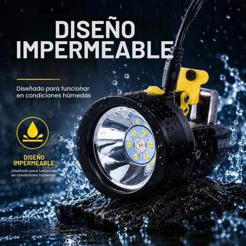 Vista 5 de Linterna frontal LED recargable, resistente al agua, a prueba de explosiones, casco de alta potencia con largo tiempo de funcionamiento para minería