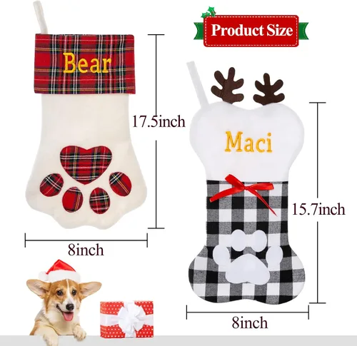 Vista 5 de Calcetín de Navidad Personalizado Grande Tejido Personalizado Bordado con Nombre Calcetín de Navidad para Familia Niños Mascotas Decoración
