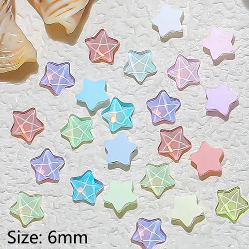 Vista 8 de 50 piezas de encantos de uñas con estrellas y gemas, diamantes de imitación de estrellas para uñas, encantos de uñas con estrellas, encantos