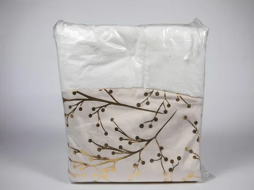 Vista 9 de Lewondr Falda de árbol de Navidad de 48 pulgadas, copos de nieve de lentejuelas doradas de felpa blanca para decoración de árbol de Navidad, beige