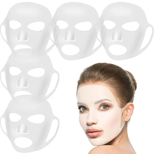 Vista 8 de Maitys 5 piezas de mascarillas faciales de silicona reutilizables para mujeres, mascarilla facial hidratante antiarrugas, cubierta para prevenir