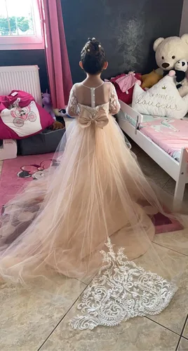 Vista 4 de Pageant Flower Lace Dress Pageant Kids Wedding Holiday Party Dresses Birthday Dress