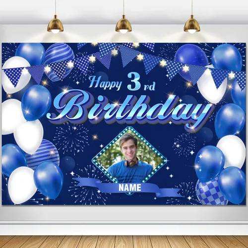 Vista 121 de Dicodes Fondo de decoración de feliz cumpleaños número 100 color azul marino personalizado, cartel con purpurina, pancarta, suministros