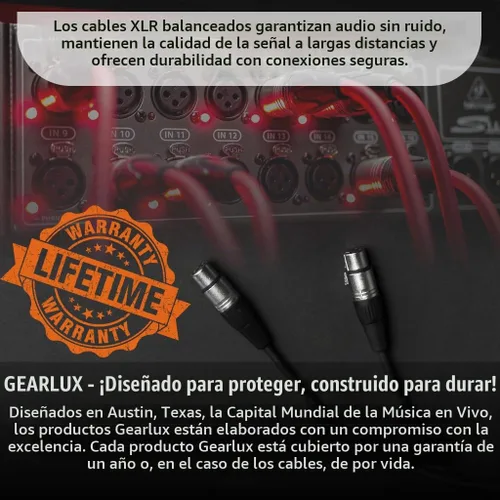Vista 7 de Gearlux – Cable de micrófono XLR, completamente balanceado, macho a hembra, 25 pies - Paquete de 3