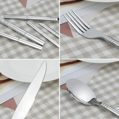 Vista 7 de Saedy Juego de cubiertos de mesa de comedor de acero inoxidable de 60 piezas para 12