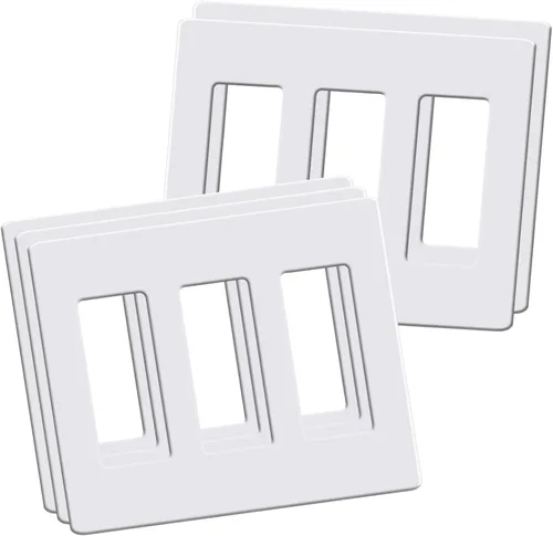 Vista 15 de Placas de pared decorativas sin tornillos, cubiertas de tomacorriente seguras para niños de 3 bandas, tamaño estándar 4.68" x 6.54", placa frontal