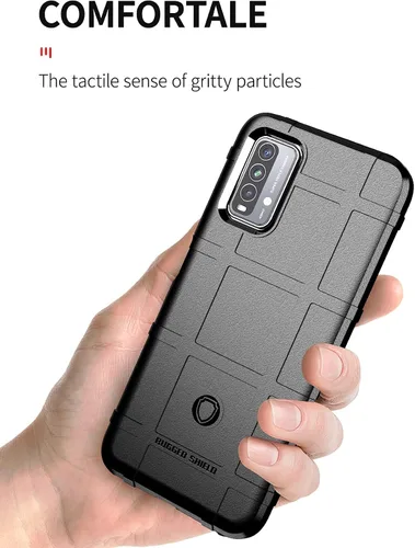 Vista 3 de CCSmall Funda para Xiaomi Redmi 9T Resistente a prueba de golpes HD Negro TPU texturizado y PC híbrido con agarre antideslizante, bordes elevados