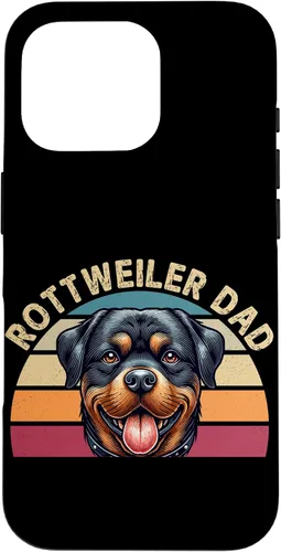 Vista 20 de Rottweiler Dad Rottie Father Dog Parent Father's Day Retro Case for iPhone 16