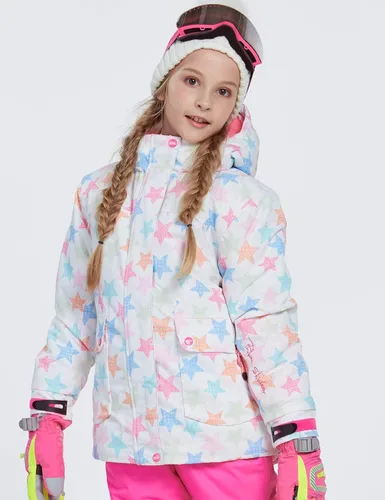 Vista 6 de PHIBEE Chaqueta de esquí para snowboard impermeable y resistente al viento para niñas, Nieve