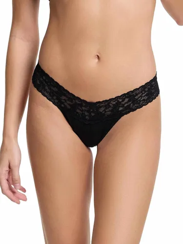 Vista 2 de hanky panky - Tangas de algodón Supima de tiro bajo para mujer Lencería de encaje, bragas de algodón Paquete de 3 o 5 Negro