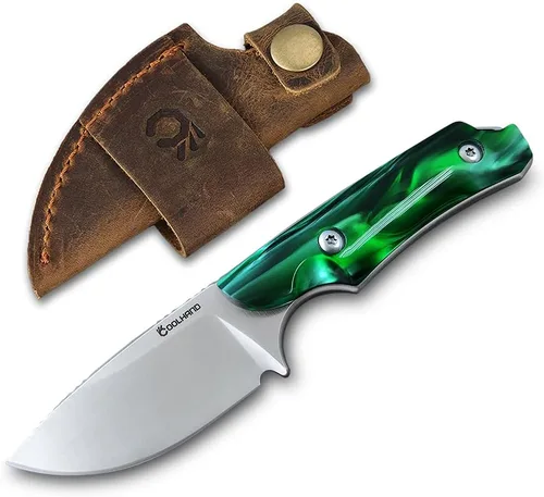 Vista 9 de Cool Hand Cuchillo de transporte horizontal de 5.98 pulgadas, cuchillos de caza de supervivencia compactos de espiga completa, funda de cuero