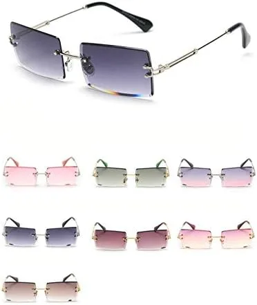 Vista 5 de MINCL - Gafas de sol rectangulares pequeñas para mujer, ultraligeras, color caramelo, sin marco