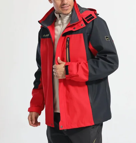 Vista 3 de MAGCOMSEN Men's Hooded Windproof Water Resistant Rain Jacket Windbreaker 5 Pockets for Hiking,Fishing,Runing