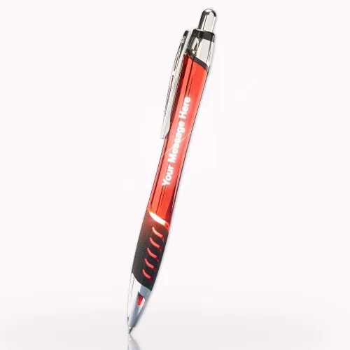 Vista 9 de Bolígrafos de metal grabados con láser personalizados con grabado iluminado y agarre en color verde. Haz clic en el bolígrafo para iluminar tu