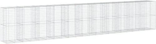 Vista 111 de vidaXL Cesta de gavión con tapa, 39.4 x 19.7 x 39.4 pulgadas, hierro galvanizado rectangular, resistente a la intemperie, montaje sin herramientas