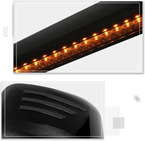 Vista 3 de [2 piezas] Espejos para capó de camión negro con señal secuencial LED compatible con cosechadora internacional 18-24 MV607