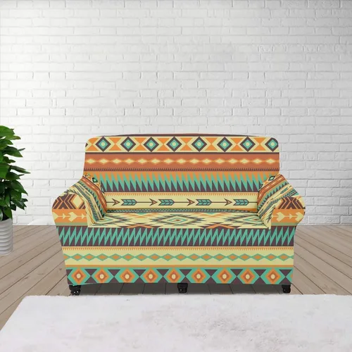 Vista 23 de Funda de sofá de Seater, estilo bohemio, antiarañazos, diseño tribal navajo, nativo americano, diseño tribal, funda de sofá, lavable, elástica