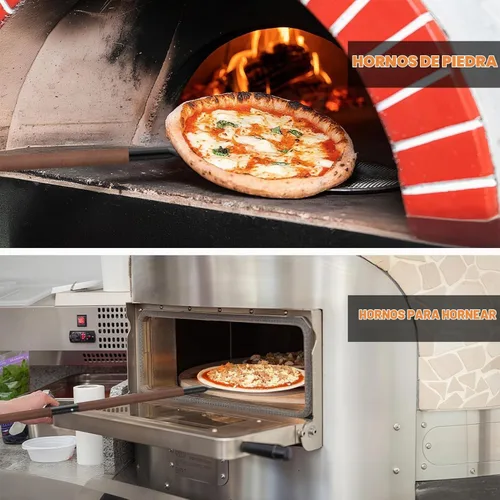 Vista 5 de Pala giratoria de pizza de aluminio perforado de 8 pulgadas con mango de madera, espátula de pizza de longitud ajustable 2 en 1, 48 pulgadas