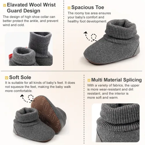 Vista 3 de KIDSUN Botines de vellón para bebés y niñas, calcetines suaves antideslizantes para invierno y Navidad
