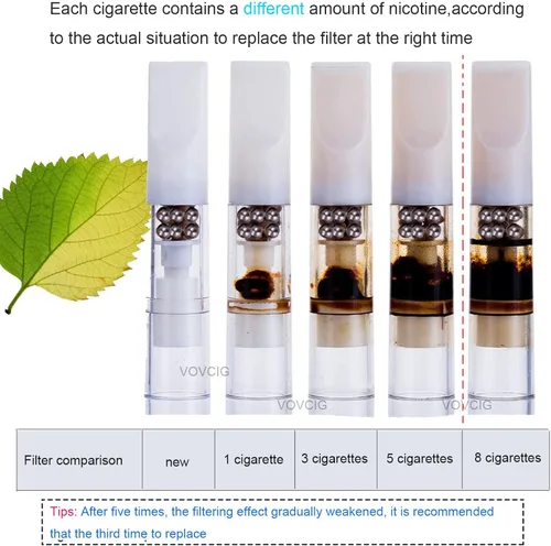 Vista 4 de VOVCIG Filtros de cigarrillos, filtros desechables actualizados y alargados, los filtros de tabaco de cristal nano-mineral de doble propósito son