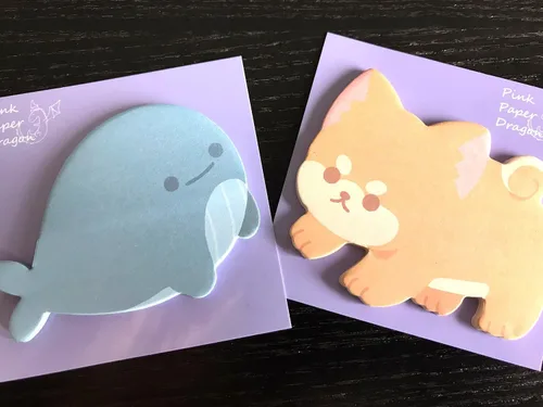 Vista 7 de Kawaii Sticky Notes - Paquete de 6 blocs de notas autoadhesivas con forma de animal lindo para el hogar, la oficina y los regalos