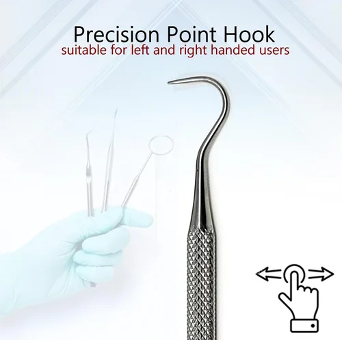Vista 3 de Dental Probe Explorer #23 - Placa de herramientas reutilizable de acero inoxidable y removedor de sarro, extremo en ángulo adecuado para uso