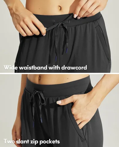 Vista 3 de Haimont Pantalones deportivos para correr para mujer con bolsillos con cremallera, ligeros, atléticos, para entrenamiento, pantalones casuales