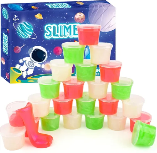Vista 14 de Paquete de 24 Galaxy Slime, regalos de fiesta de slime azul, antiadherente, suave y liso para cumpleaños, recompensas de aula, rellenos de Slime