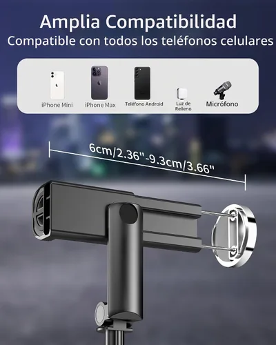 Vista 3 de Trípode para selfie Stick – Trípode para iPhone con control remoto, soporte ligero para teléfono Android, soporte extensible compatible con todos