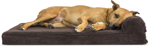 Vista 19 de Furhaven Cama de espuma viscoelástica para perros grandes con refuerzos extraíbles y funda lavable, para perros de hasta 95 libras - Sofá de Gris