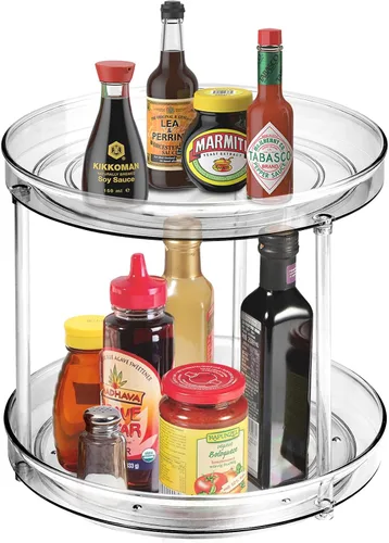 Vista 10 de Amolliar Lazy Susan de 2 niveles de 11 pulgadas, organizador giratorio para gabinete, cocina, nevera, encimera, baño, organizador de despensa